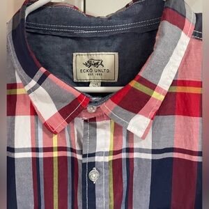 Ecko Unlimited Short Sleeve Plaid Button Down Shirt-Men’s 2XL
